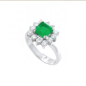 Anillo roseta de esmeralda con diamantes-Carrera Collection joyeros