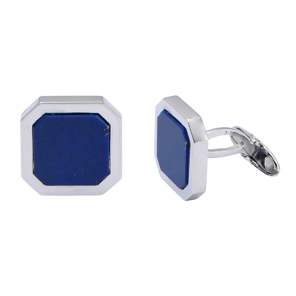 Gemelos octógono oro blanco y lapislázuli-Carrera Collection