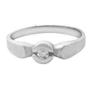 Anillo oro blanco solitario brillante 0.10cts-Carrera Collection