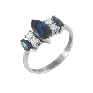 Anillo tresillo diamantes y zafiros-Carrera Collection