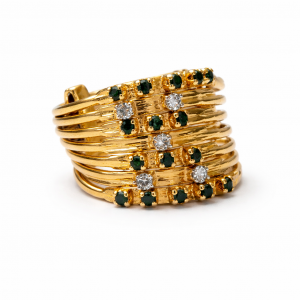 Anillo vintage años 50 oro, diamantes y zafiros-Carrea Collection joyeros