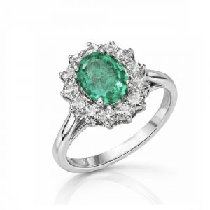 Anillo roseta diamantes y esmeralda colombiana-Carrera Collection joyeros
