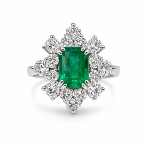Anillo roseta diamantes y esmeralda colombiana-Carrera Collection joyeros