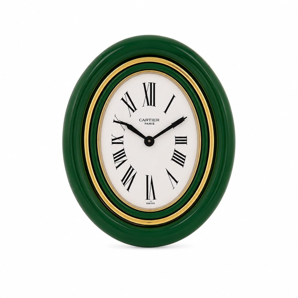 Cartier Pendulette verde de sobremesa 90x70mm ref.-7509