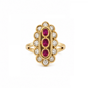 Anillo Carrera & Carrera de oro amarillo 18k, rubíes y diamantes-Carrera collection joyeros