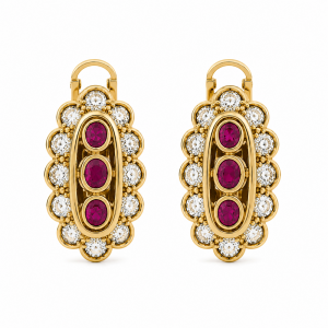 Pendientes Carrera & Carrera de oro amarillo 18k, rubíes y diamantes-Carrera collection joyeros